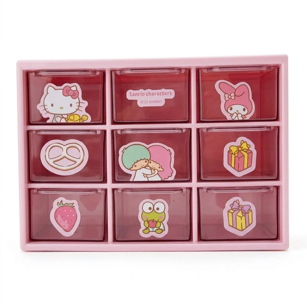 Miniso x Sanrio Pink 9-Drawer Plastic Desktop Organizer | Kawaii Hello Kitty